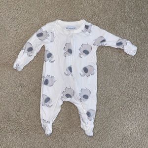 One piece onesie, elephant print, for boy or girl